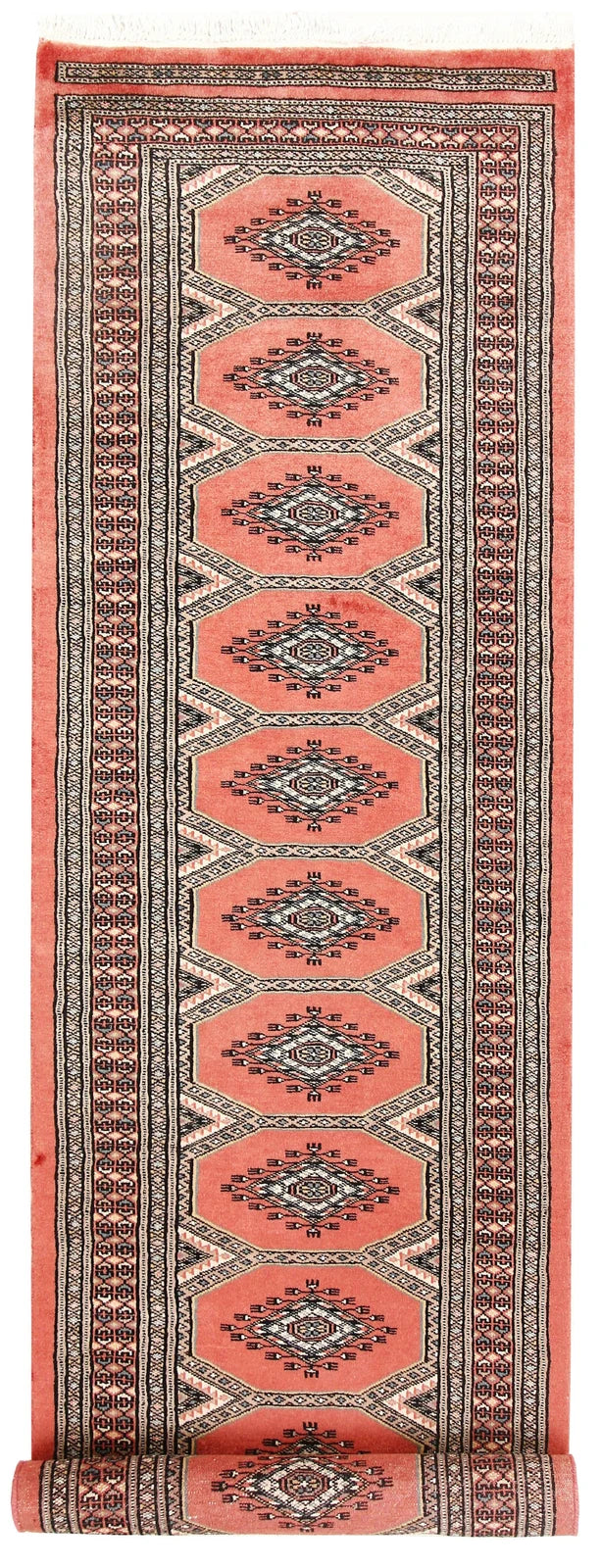 Light Salmon Pakistani Jaldar Runner 2' 4" x 9' 5" Hand-Knotted | No. QA46717