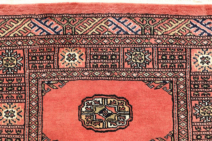 Salmon Pakistani Bokhara Rug 2' 7" x 13' 9" Hand-Knotted | No. QA46737