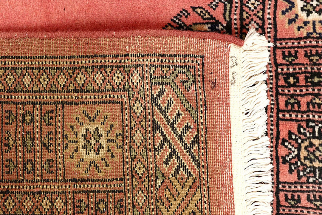 Salmon Pakistani Bokhara Rug 2' 7" x 13' 9" Hand-Knotted | No. QA46737