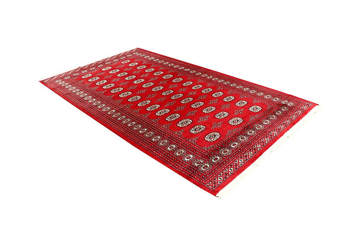 Firebrick Pakistani Bokhara Rug 5' 2" x 9' 1" Hand-Knotted | No. QA46764