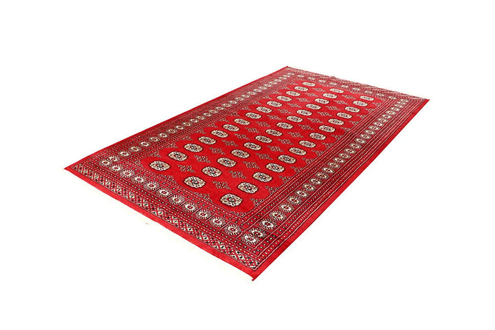 Firebrick Pakistani Bokhara Rug 5' 2" x 9' 1" Hand-Knotted | No. QA46764
