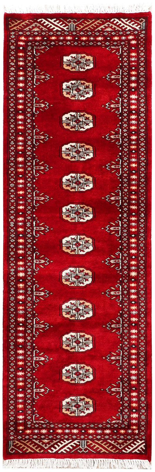 Dark Red Pakistani Bokhara Rug 2' x 6'3" Hand-Knotted | No. QA46766