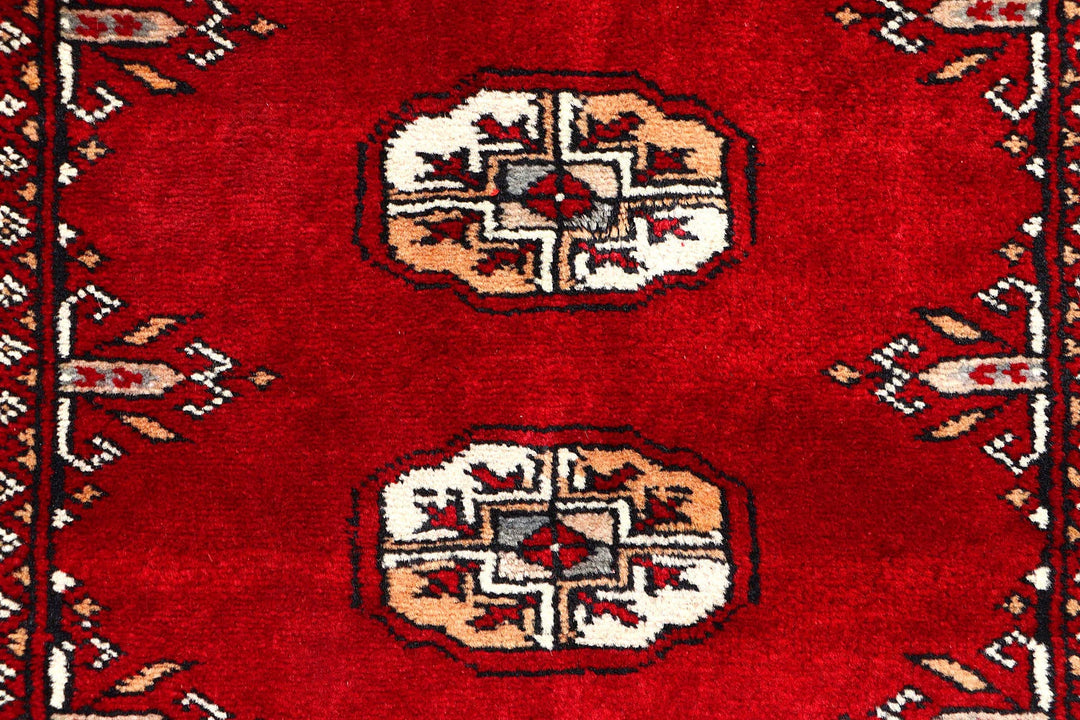 Dark Red Pakistani Bokhara Rug 2' x 6'3" Hand-Knotted | No. QA46766