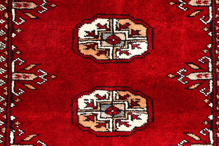 Dark Red Pakistani Bokhara Rug 2' x 6'3" Hand-Knotted | No. QA46766