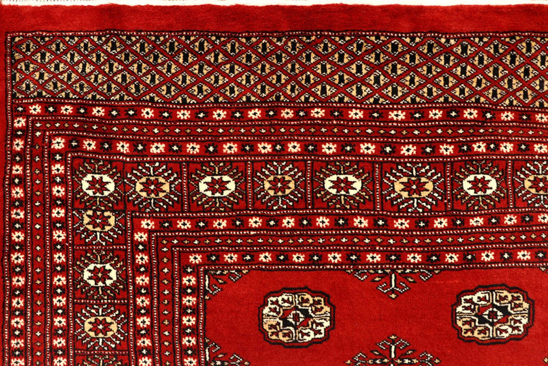 Firebrick Red Pakistani Bokhara Rug 8' 2" x 10' 10" Hand-Knotted | No. QA46822