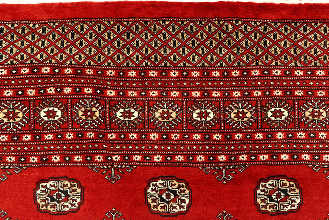 Firebrick Red Pakistani Bokhara Rug 8' 2" x 10' 10" Hand-Knotted | No. QA46822