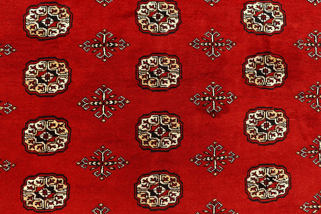 Firebrick Red Pakistani Bokhara Rug 8' 2" x 10' 10" Hand-Knotted | No. QA46822