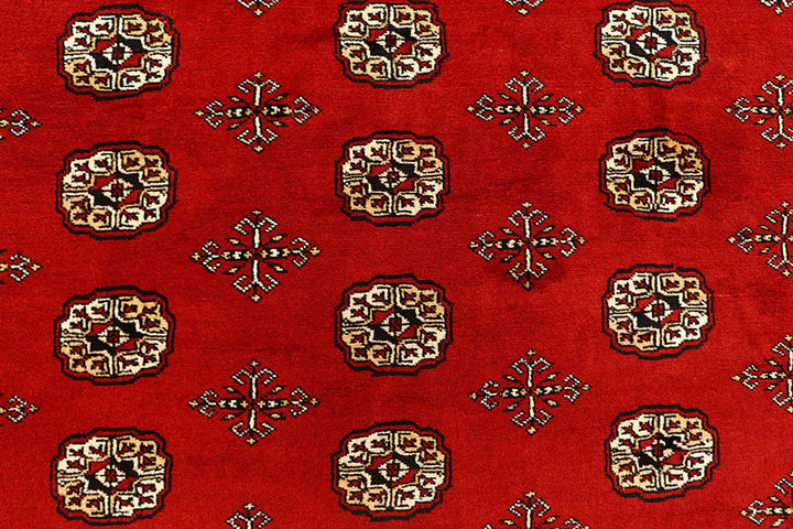 Firebrick Red Pakistani Bokhara Rug 8' 2" x 10' 10" Hand-Knotted | No. QA46822