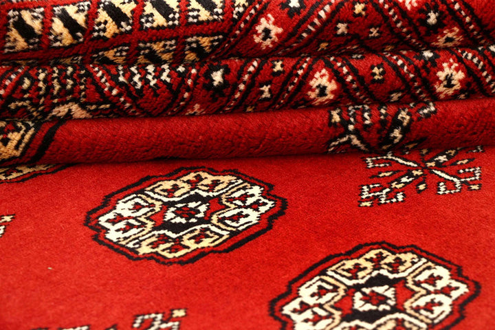 Firebrick Red Pakistani Bokhara Rug 8' 2" x 10' 10" Hand-Knotted | No. QA46822