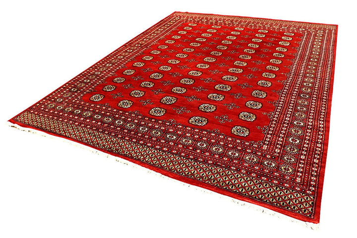 Firebrick Red Pakistani Bokhara Rug 8' 2" x 10' 10" Hand-Knotted | No. QA46822