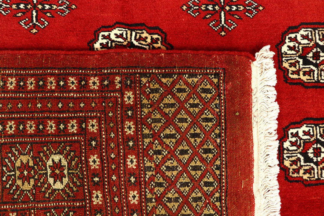 Firebrick Red Pakistani Bokhara Rug 8' 2" x 10' 10" Hand-Knotted | No. QA46822