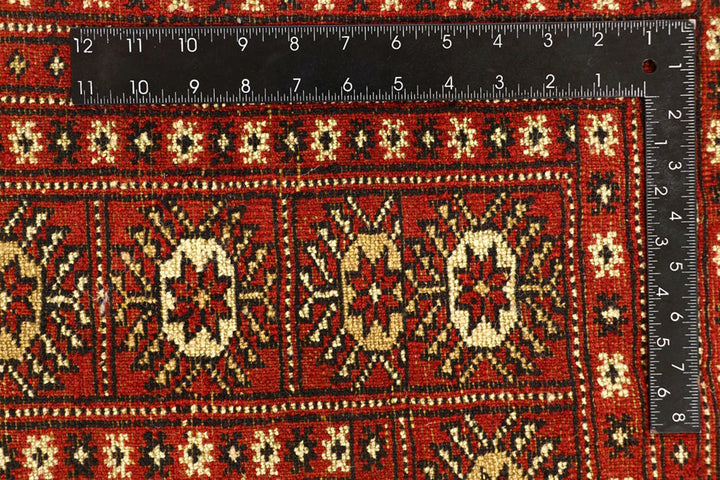 Firebrick Red Pakistani Bokhara Rug 8' 2" x 10' 10" Hand-Knotted | No. QA46822