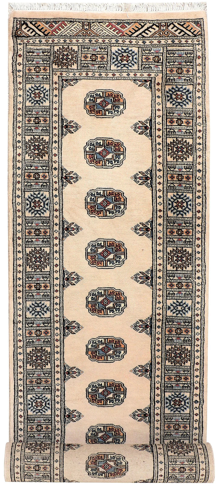 Brown Pakistani Bokhara Rug 2' 5" x 10' 3" Hand-Knotted | No. QA46935