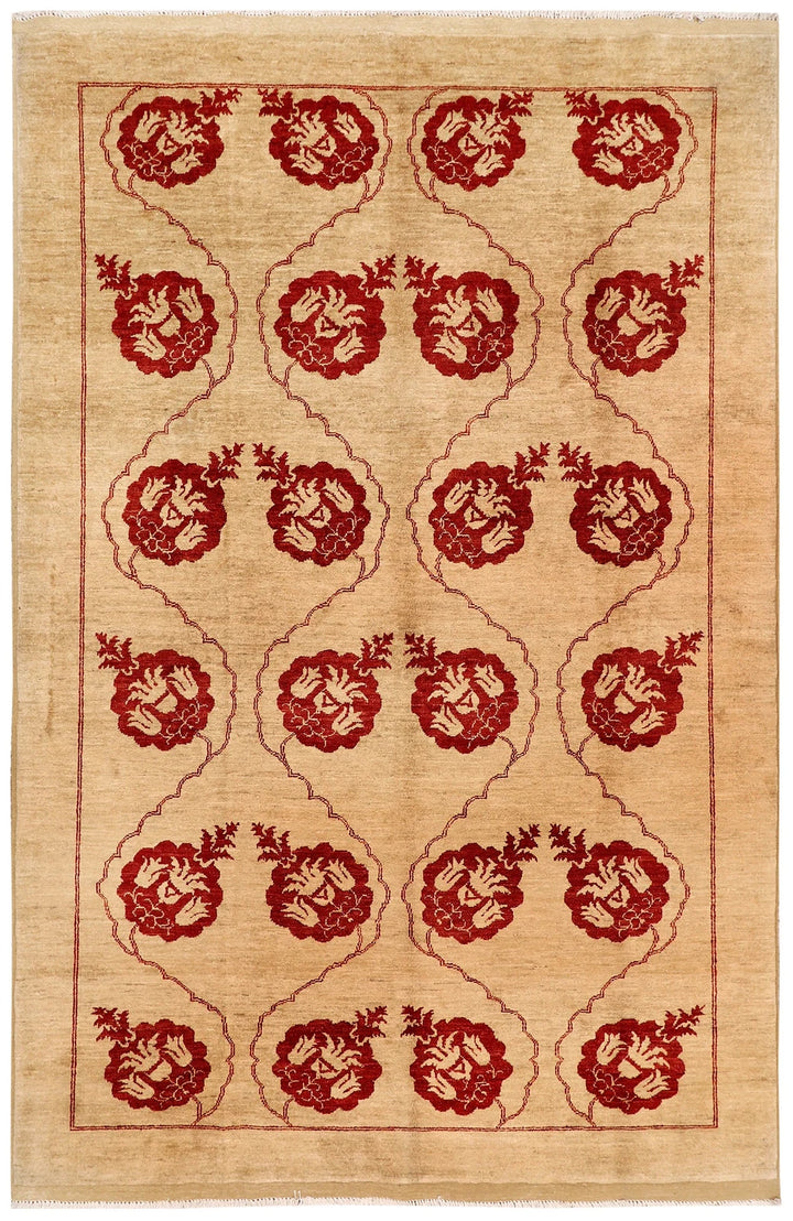 Brown Gabbeh Rug 6' 6" x 9' 9" Hand-Knotted | No. QA46959