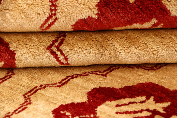 Brown Gabbeh Rug 6' 6" x 9' 9" Hand-Knotted | No. QA46959