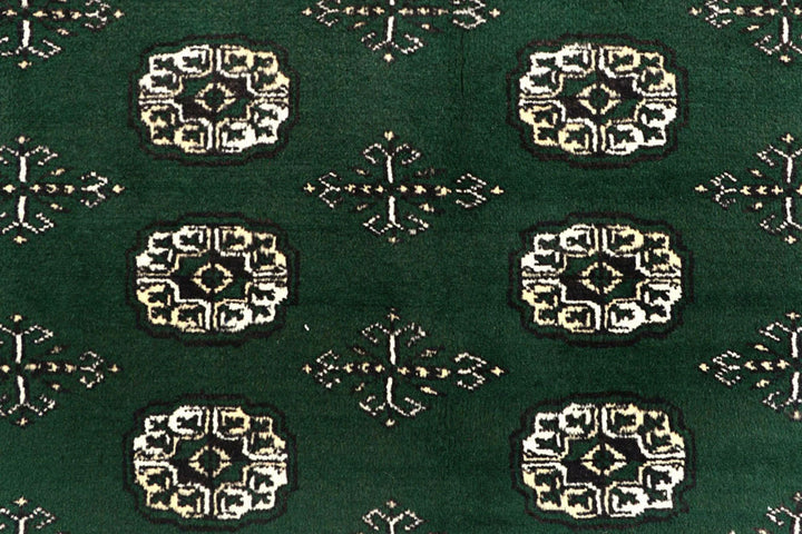 Green Pakistani Bokhara Rug 6'7" x 10'4" Hand-Knotted | No. QA47099