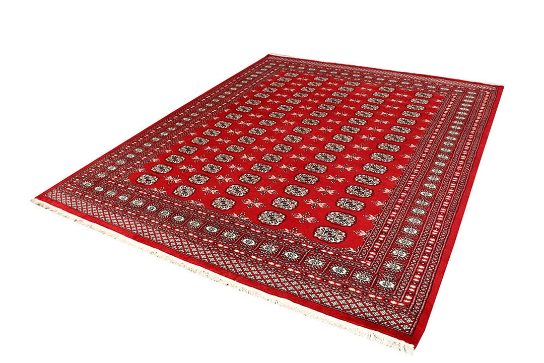 Firebrick Pakistani Bokhara Rug 7' 1" x 8' 8" Hand-Knotted | No. QA47224