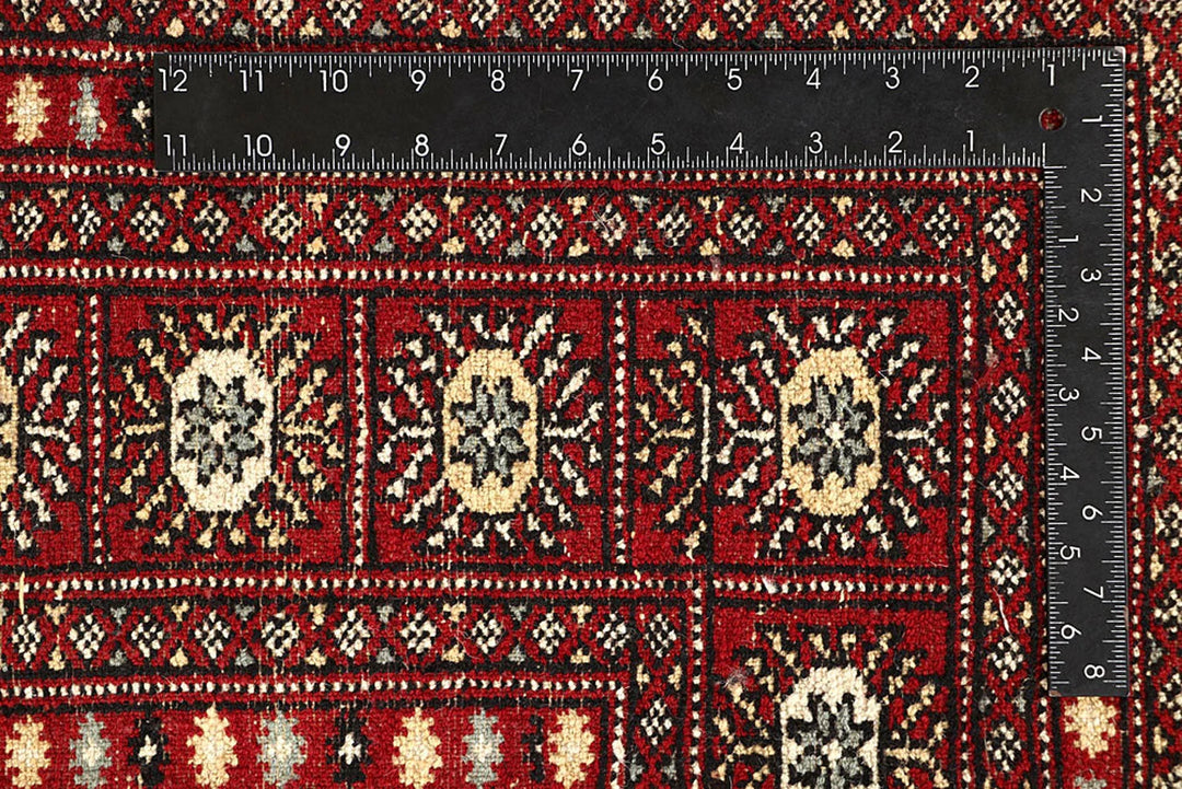 Firebrick Pakistani Bokhara Rug 7' 1" x 8' 8" Hand-Knotted | No. QA47224