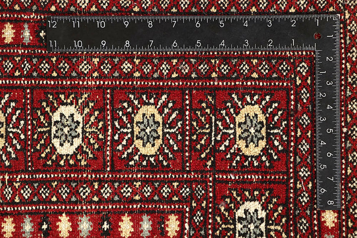 Firebrick Pakistani Bokhara Rug 7' 1" x 8' 8" Hand-Knotted | No. QA47224