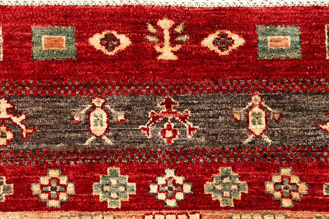 Red Pakistani Gabbeh Rug 5' 5" x 7' 8" Hand-Knotted | No. QA47335