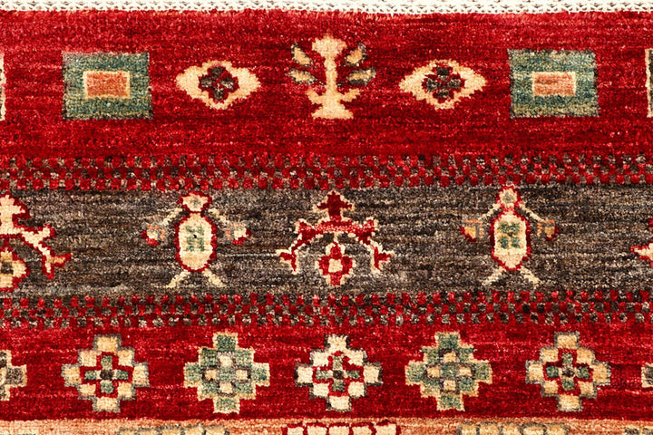 Red Pakistani Gabbeh Rug 5' 5" x 7' 8" Hand-Knotted | No. QA47335