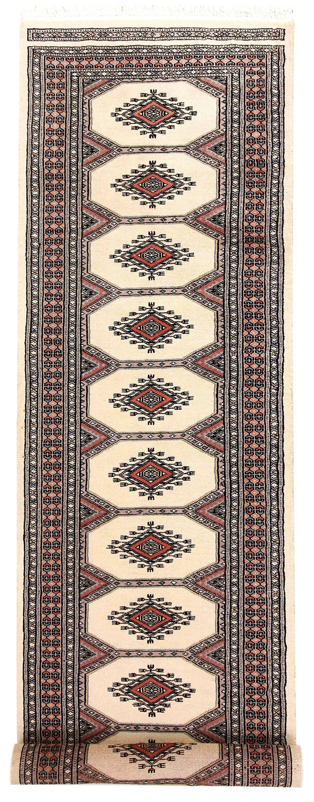 Brown Pakistani Jaldar Rug 2' 3" x 9' Hand-Knotted | No. QA47425