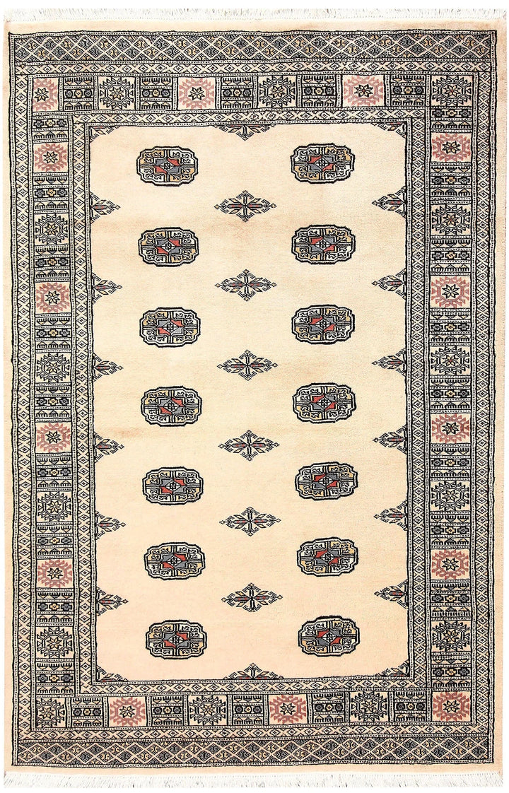 Brown Pakistani Bokhara Rug 4' 2" x 5' 11" Hand-Knotted | No. QA47474