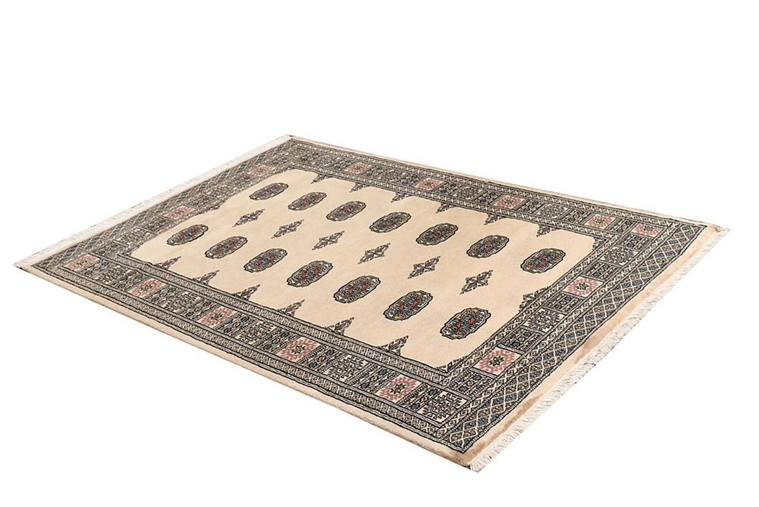 Brown Pakistani Bokhara Rug 4' 2" x 5' 11" Hand-Knotted | No. QA47474