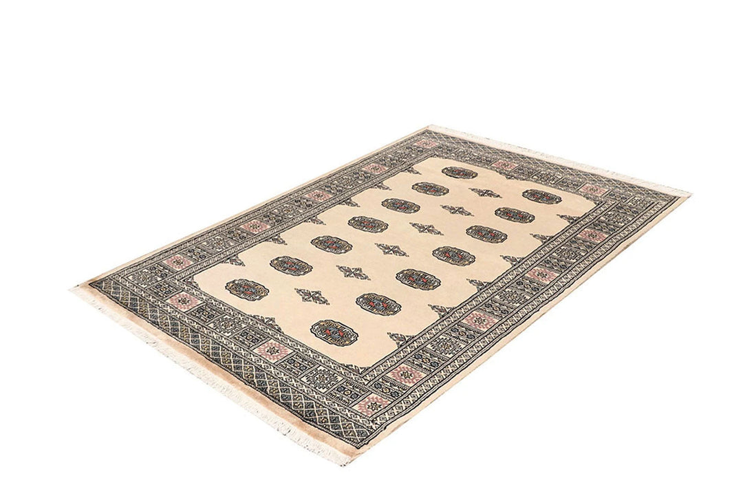 Brown Pakistani Bokhara Rug 4' 2" x 5' 11" Hand-Knotted | No. QA47474