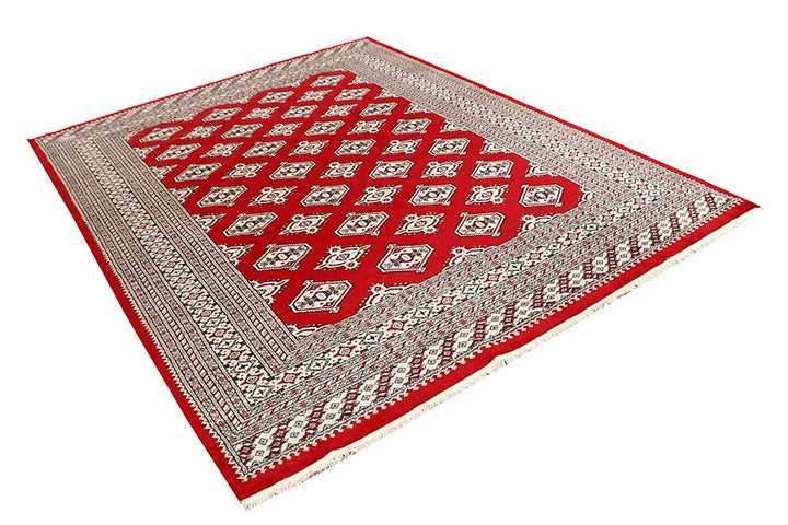 Firebrick Red Pakistani Jaldar Rug 6' 6" x 8' 6" Hand-Knotted | No. QA47601