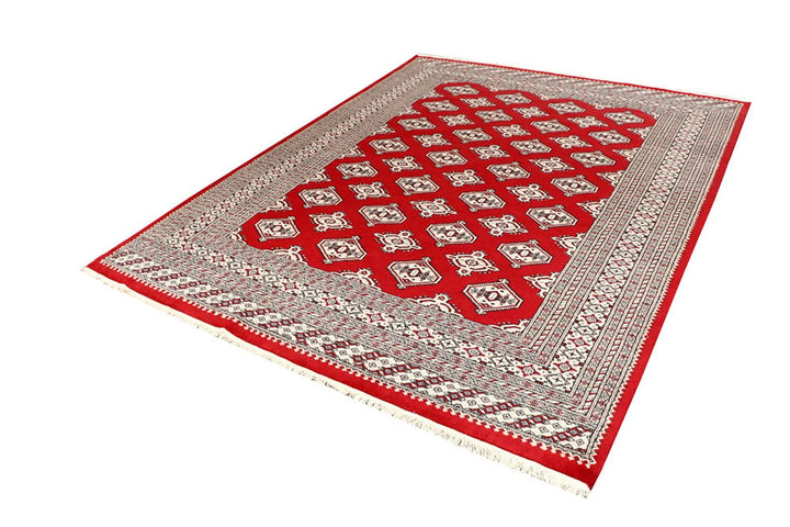 Firebrick Red Pakistani Jaldar Rug 6' 6" x 8' 6" Hand-Knotted | No. QA47601