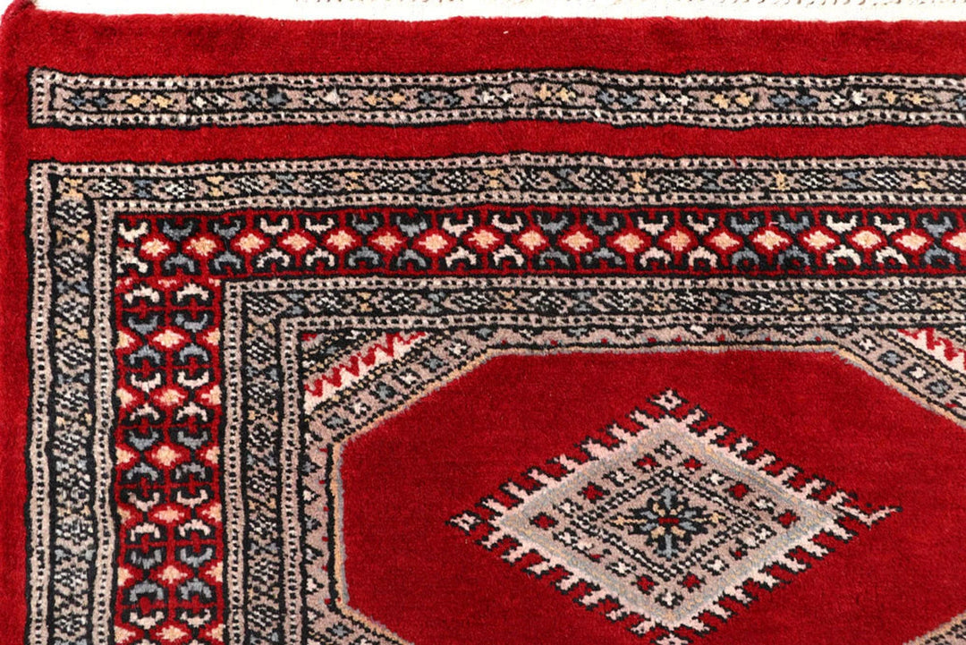 Red Pakistani Jaldar Rug 2' 5" x 8' 11" Hand-Knotted | No. QA47650
