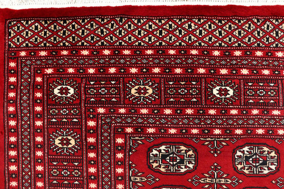 Firebrick Red Pakistani Bokhara Rug 8' 1" x 10' 2" Hand-Knotted | No. QA47723