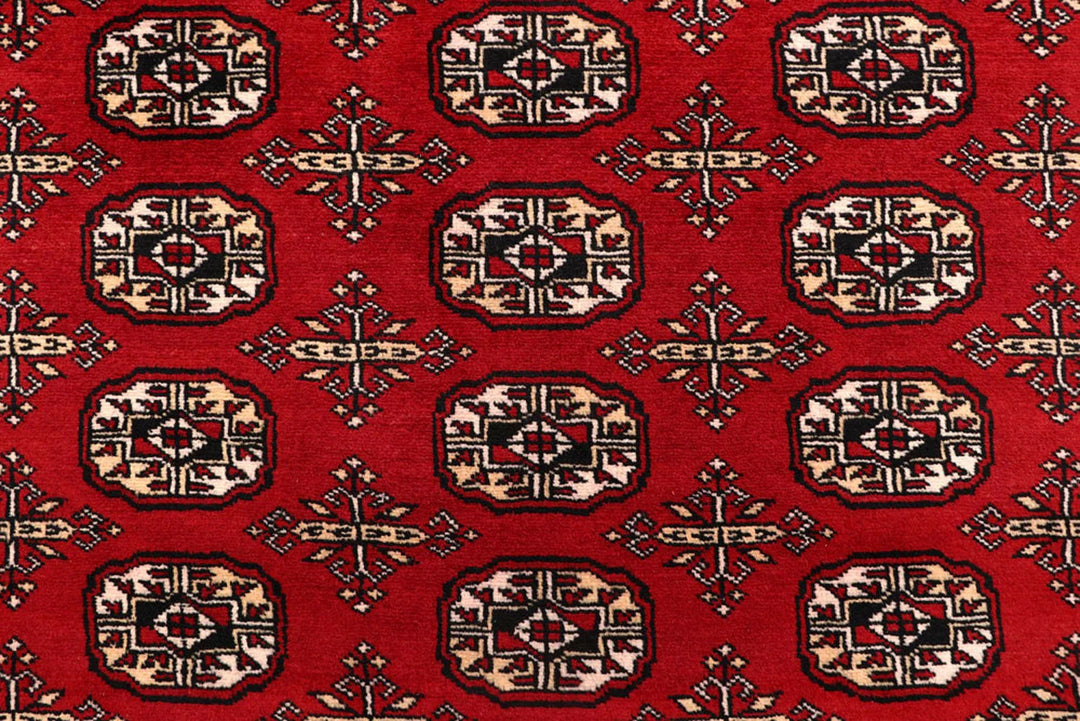 Firebrick Red Pakistani Bokhara Rug 8' 1" x 10' 2" Hand-Knotted | No. QA47723