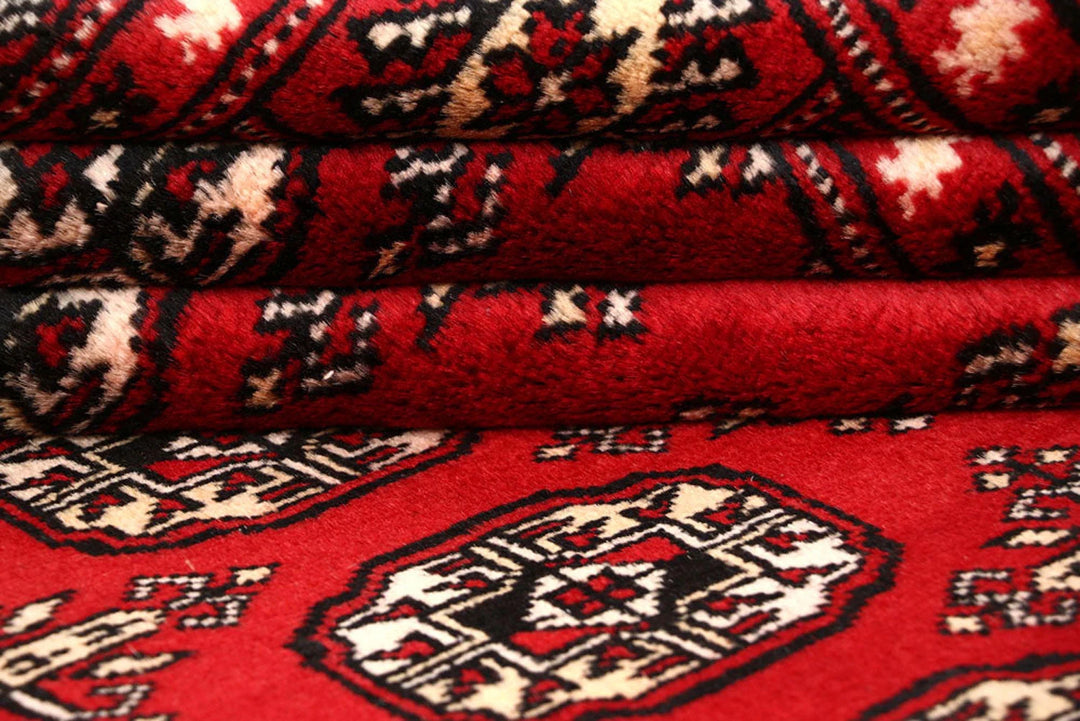 Firebrick Red Pakistani Bokhara Rug 8' 1" x 10' 2" Hand-Knotted | No. QA47723