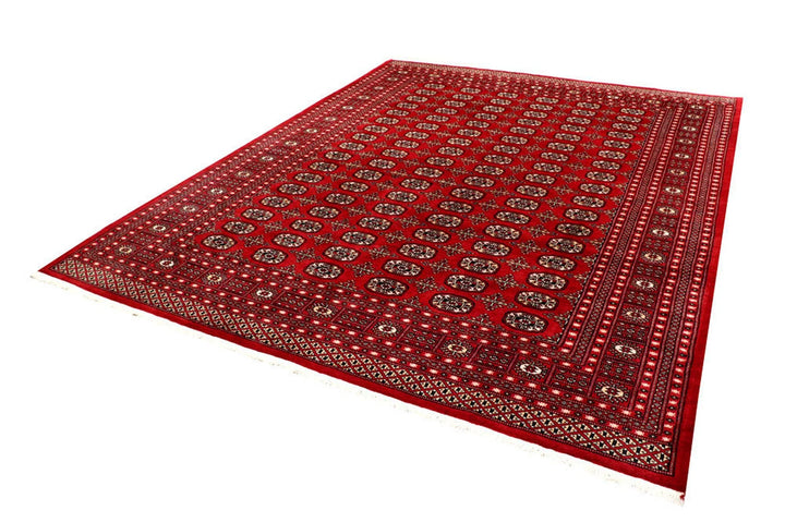 Firebrick Red Pakistani Bokhara Rug 8' 1" x 10' 2" Hand-Knotted | No. QA47723