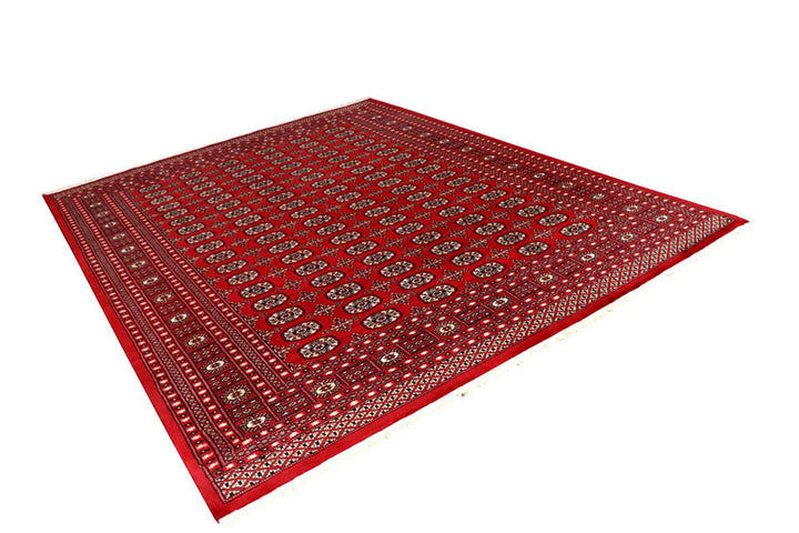 Firebrick Red Pakistani Bokhara Rug 8' 1" x 10' 2" Hand-Knotted | No. QA47723
