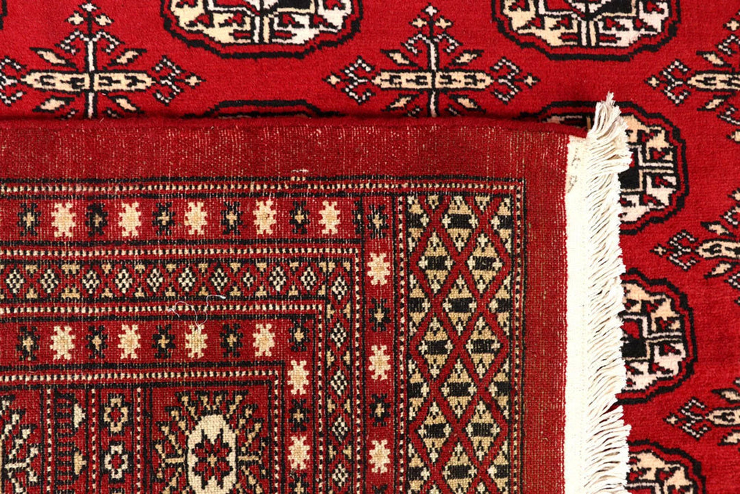 Firebrick Red Pakistani Bokhara Rug 8' 1" x 10' 2" Hand-Knotted | No. QA47723