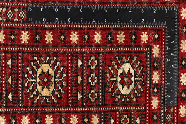 Firebrick Red Pakistani Bokhara Rug 8' 1" x 10' 2" Hand-Knotted | No. QA47723