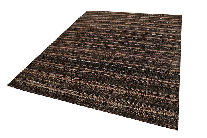 Saddle Brown Pakistani Gabbeh Rug 6'6" x 8' Hand-Knotted | No. QA47867