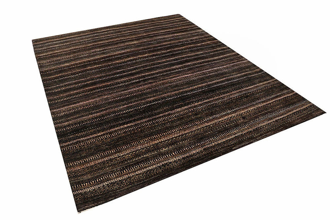 Saddle Brown Pakistani Gabbeh Rug 6'6" x 8' Hand-Knotted | No. QA47867