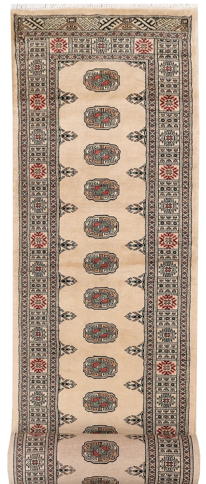 Tan Pakistani Bokhara Rug 2' 6" x 13' 4" Hand-Knotted | No. QA47877