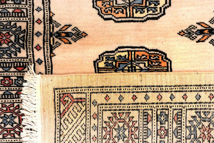 White Bokhara Rug 2' 6" x 9' 5" Hand-Knotted | No. QA48019