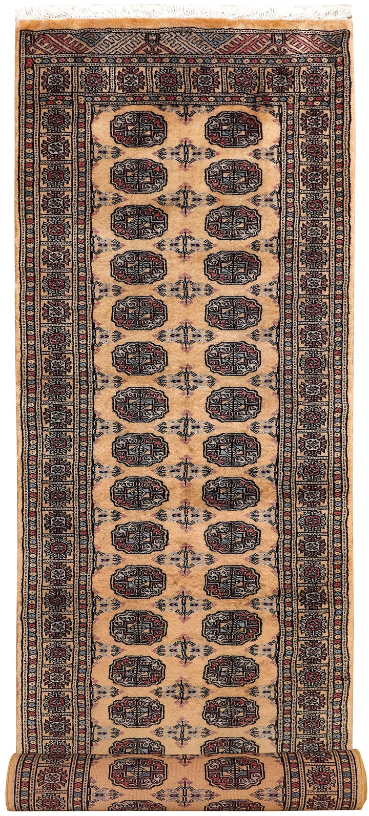 Navajo White Pakistani Bokhara Rug 2' 7" x 10' 2" Hand-Knotted | No. QA48065