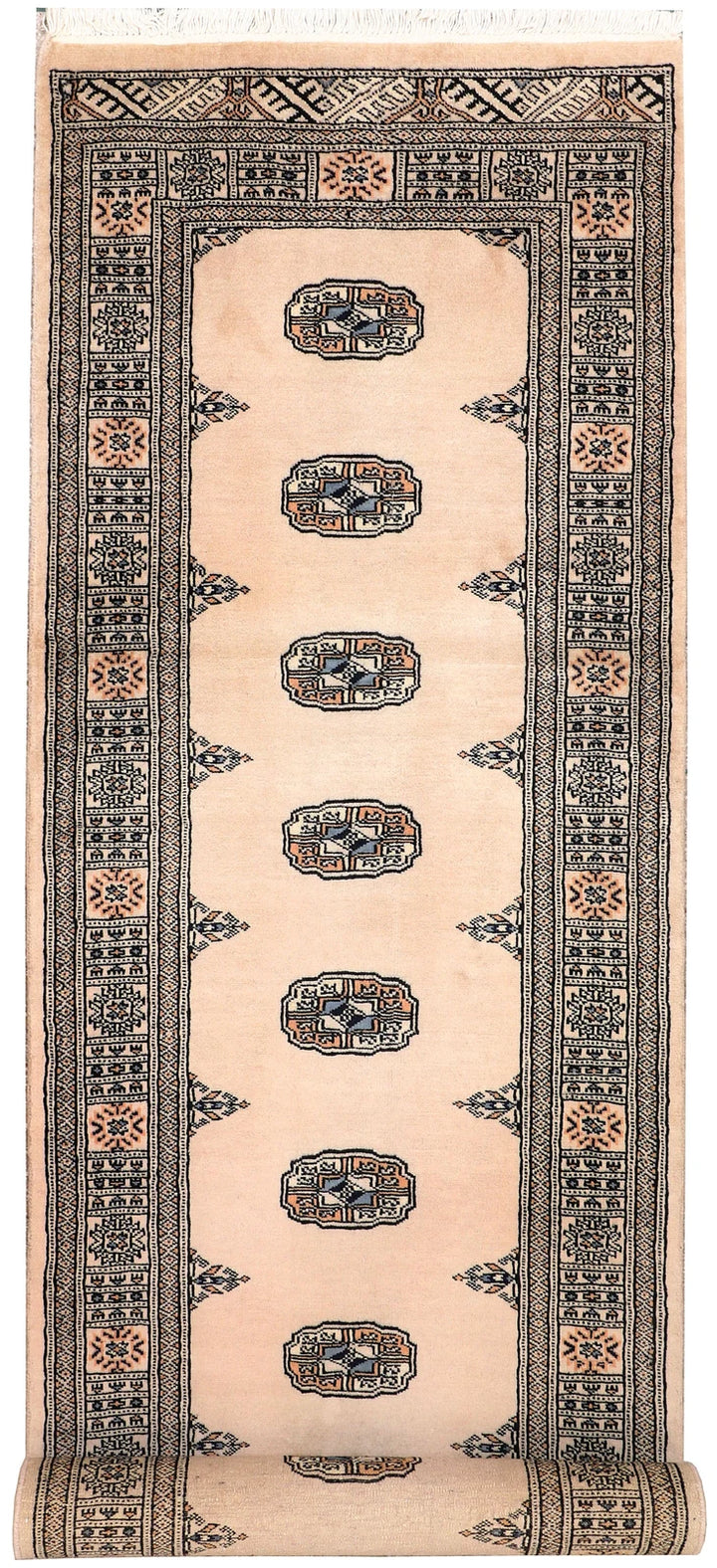 Brown Pakistani Bokhara Rug 2' 7" x 9' 9" Hand-Knotted | No. QA48079