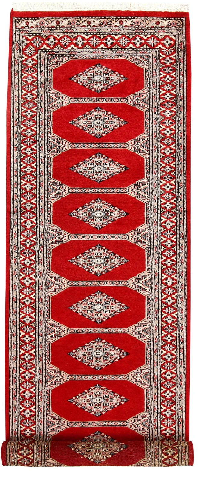 Red Pakistani Jaldar Rug 2' 7" x 9' 3" Hand-Knotted | No. QA48135