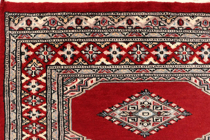 Red Pakistani Jaldar Rug 2' 7" x 9' 3" Hand-Knotted | No. QA48135