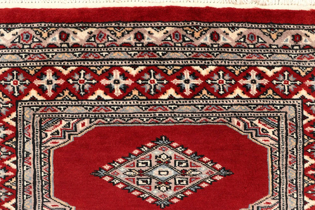 Red Pakistani Jaldar Rug 2' 7" x 9' 3" Hand-Knotted | No. QA48135