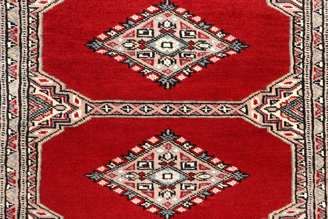Red Pakistani Jaldar Rug 2' 7" x 9' 3" Hand-Knotted | No. QA48135