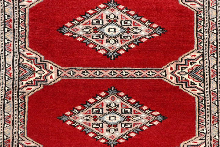 Red Pakistani Jaldar Rug 2' 7" x 9' 3" Hand-Knotted | No. QA48135